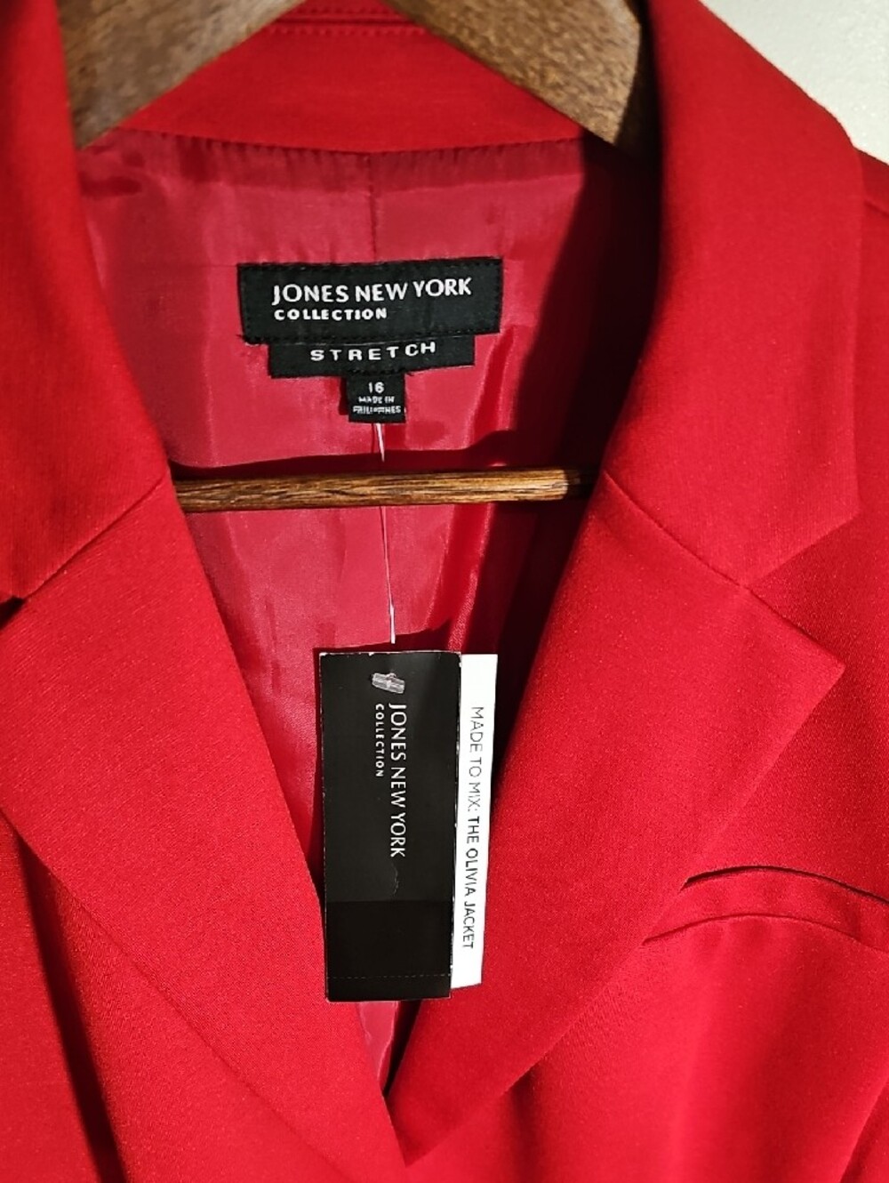 Jones New York Red Women's Stretch Jacket Size 16. NWT - Picture 3 of 10